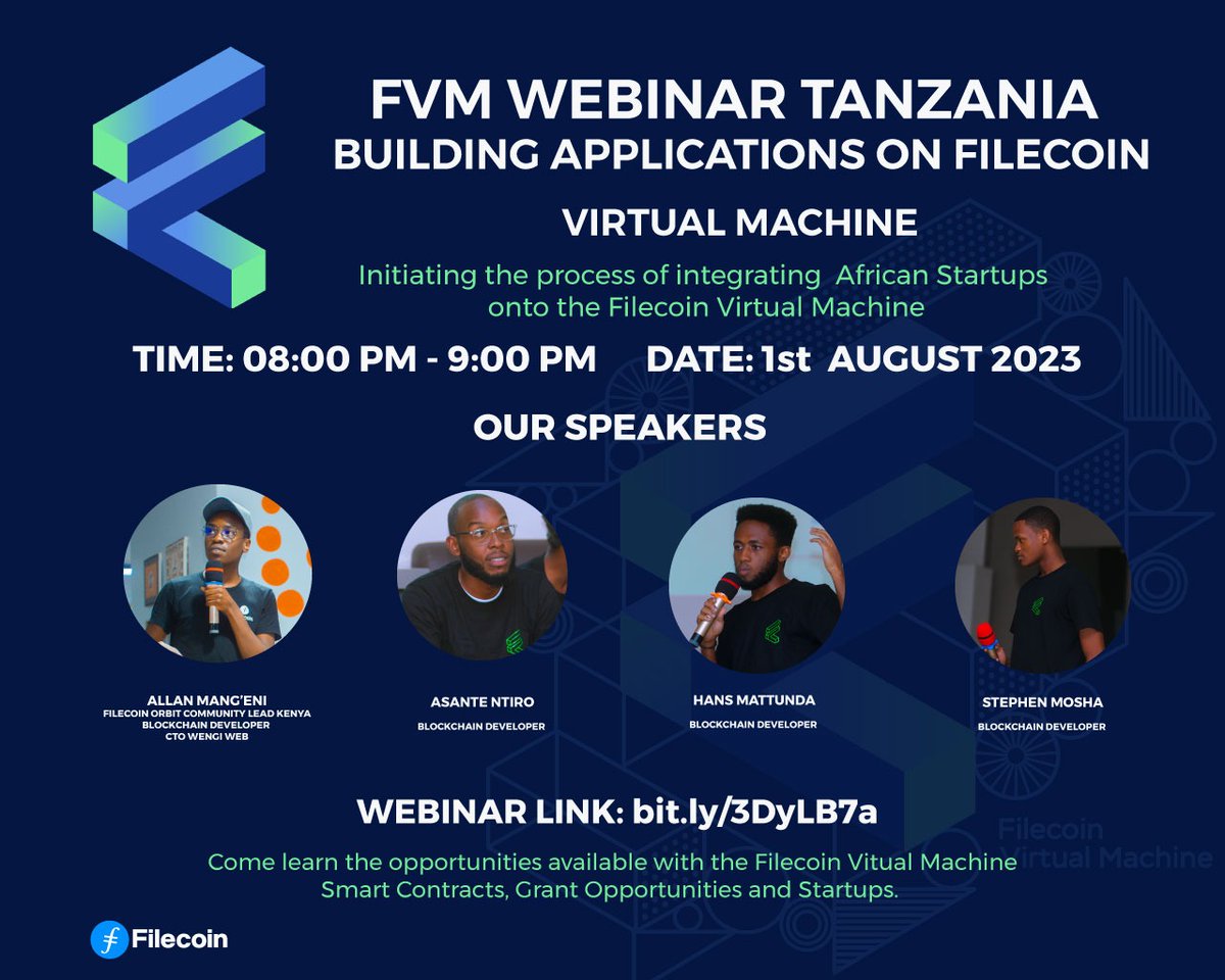 Tomorrow, Don't miss this coming Webinar, Opportunities available with Filecoin Virtual Machine, Smart contracts, Grant opportunities and Startup's. Link: bit.ly/3DyLB7a @Filecoin @FilFoundation #FVM #FilecoinOrbitCommunity