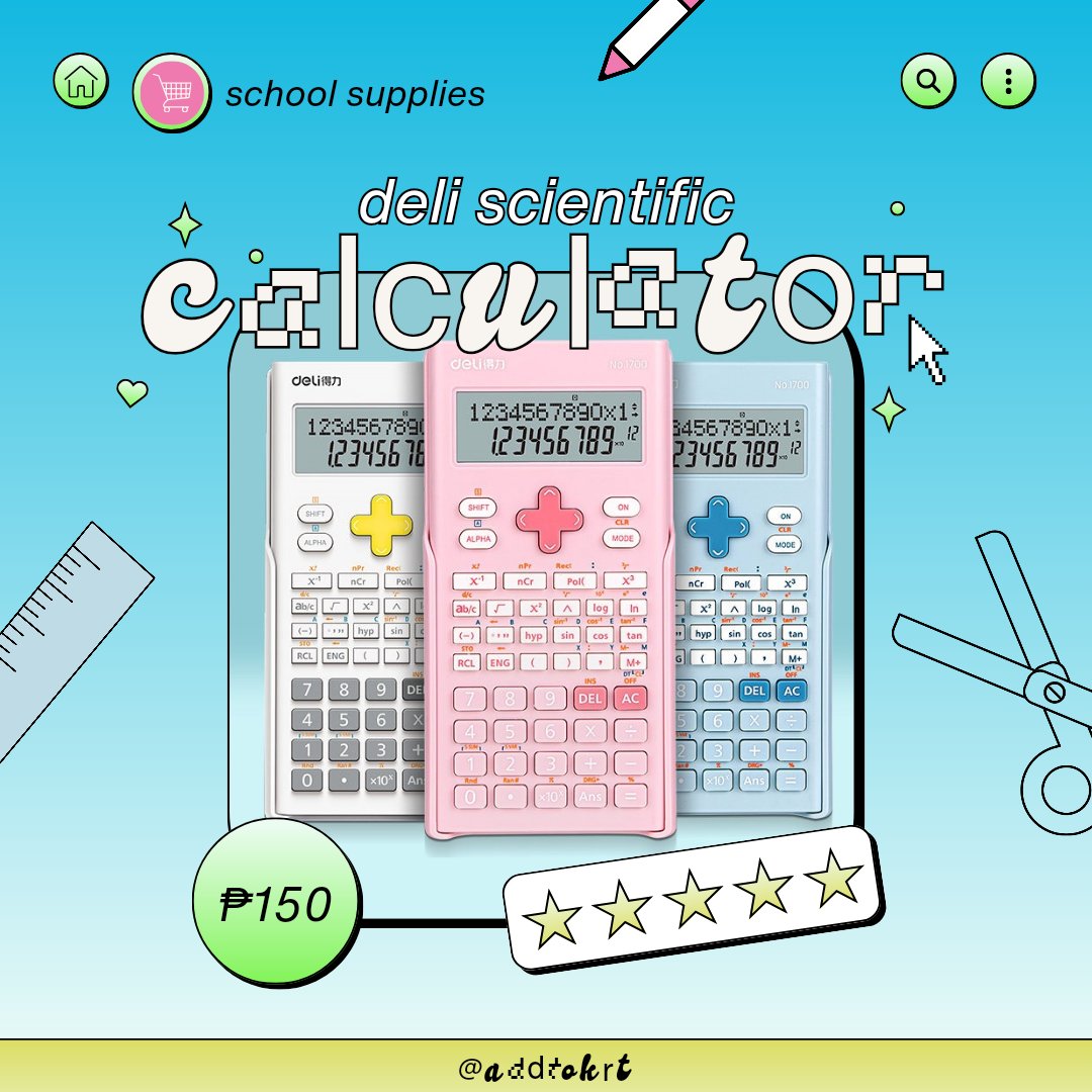 addtokrt's tweet photo. [ 2️⃣ ] — deli scientific calculator

price: ₱150

🔗 https://t.co/Ektd52f3kO
📝 color variations include white, pink, and blue https://t.co/vuqqL6Ay37