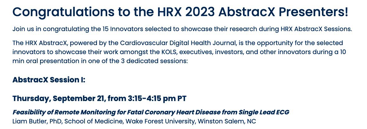 Very happy to be selected for this! #HRX2023