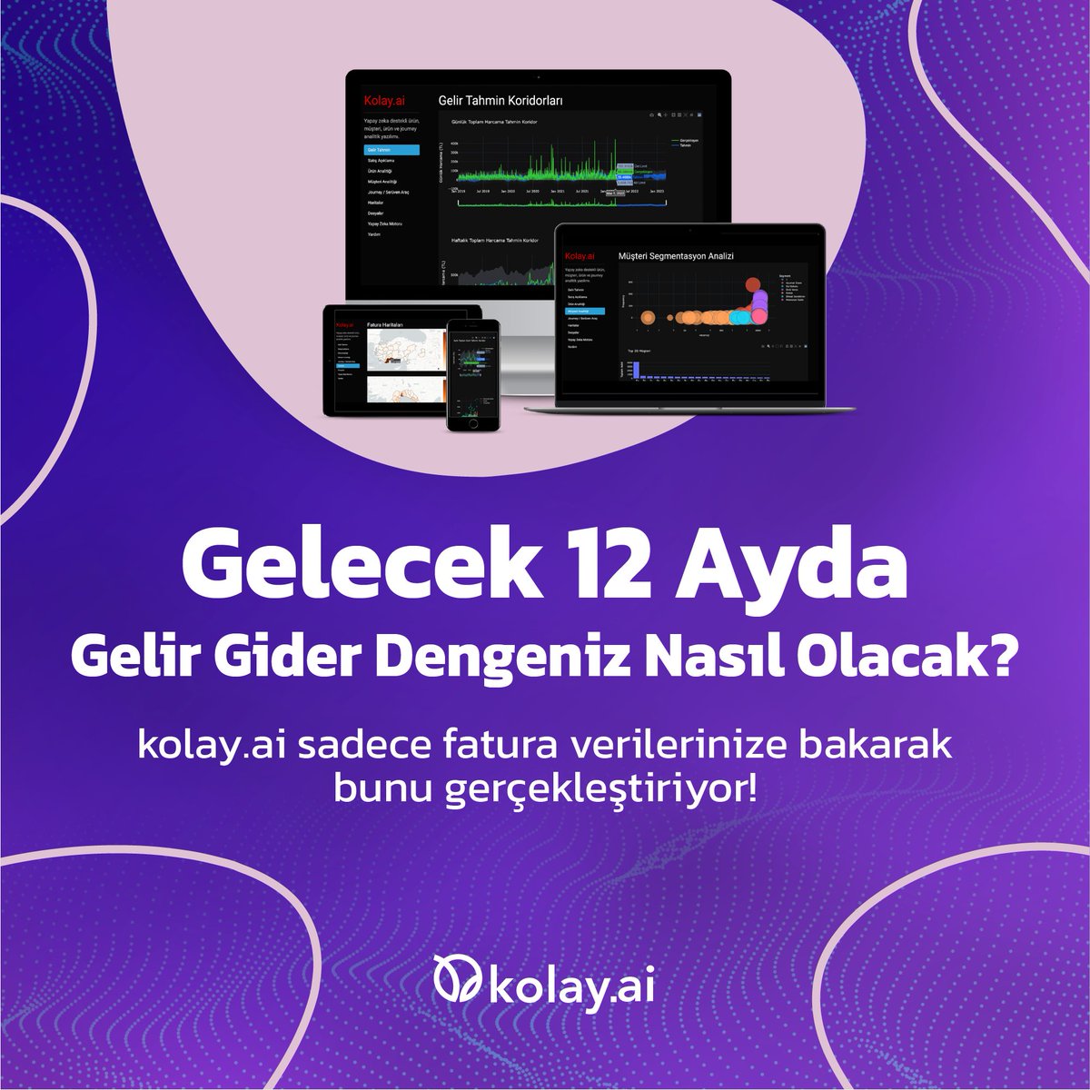 Gelecek 12 Ayda Gelir Gider Dengeniz Nasıl Olacak? 🤔 kolay.ai sadece fatura verilerinize bakarak bunu gerçekleştiriyor! 👍

İşletme olarak yapay zekaya geçin, rekabette fark yaratın!

🌐 kolay.ai
💬 info@kolay.ai

#kolayai #yapayzeka #efatura
