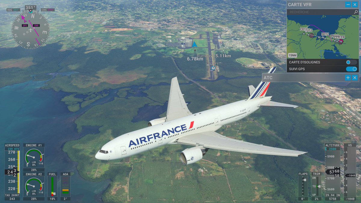 Dwstinn's tweet image. Vu aérienne avant atterrissage en Guadeloupe 🇬🇵🇫🇷 

#MicrosoftFlightSimulator 
#MFS2020 
#B777-200ER