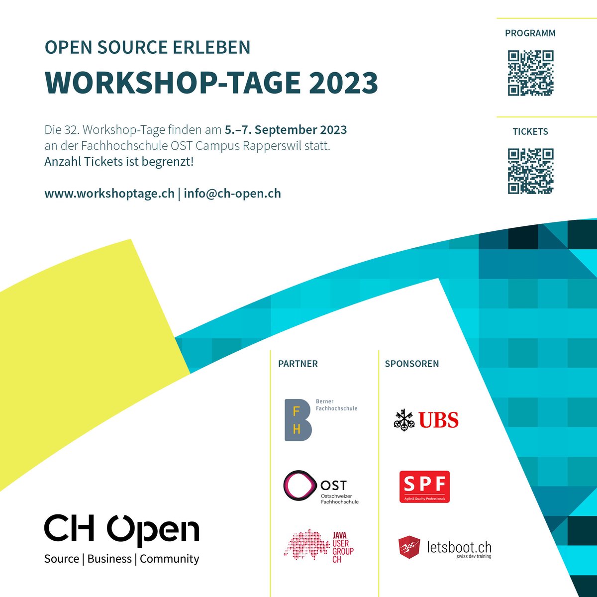 CH Open (@ch_open) on Twitter photo 🔊Heute ist der letzte Tag, an dem Sie ein Ticket für die Workshop-Tage 2023 zum Frühbucherpreis kaufen können. Beeilen Sie sich und buchen Sie Ihre Workshops noch heute!
🚩Special Guest dieses Jahr: <a href="/venkat_s/">Venkat Subramaniam</a> - #workshoptage23 🔊Heute ist der letzte Tag, an dem Sie ein Ticket für die Workshop-Tage 2023 zum Frühbucherpreis kaufen können. Beeilen Sie sich und buchen Sie Ihre Workshops noch heute!
🚩Special Guest dieses Jahr: <a href="/venkat_s/">Venkat Subramaniam</a> - #workshoptage23
