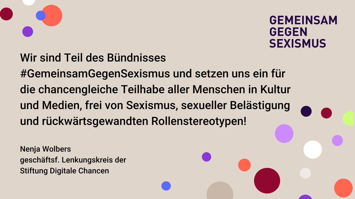 Stiftung Digitale Chancen (@digitalechancen) on Twitter photo Wir unterstützen das Bündnis #GemeinsamGegenSexismus des @BMFSFJ und <a href="/eaf_berlin/">EAF Berlin - Diversity in Leadership</a> und positionieren uns klar gegen jede Form von Sexismus und sexueller Belästigung! <a href="/gegenSexismus/">Bündnis "Gemeinsam gegen Sexismus"</a>
Mehr zum Bündnis, Wissenswertes & hilfreiche Materialien findet ihr hier: gemeinsam-gegen-sexismus.de Wir unterstützen das Bündnis #GemeinsamGegenSexismus des @BMFSFJ und <a href="/eaf_berlin/">EAF Berlin - Diversity in Leadership</a> und positionieren uns klar gegen jede Form von Sexismus und sexueller Belästigung! <a href="/gegenSexismus/">Bündnis "Gemeinsam gegen Sexismus"</a>
Mehr zum Bündnis, Wissenswertes & hilfreiche Materialien findet ihr hier: gemeinsam-gegen-sexismus.de