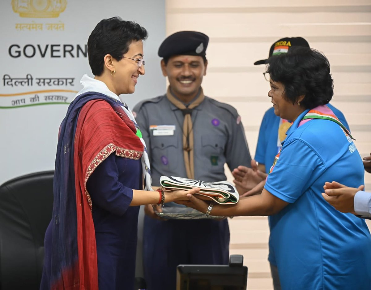 AtishiAAP's tweet photo. 8 children with special needs from Delhi Govt Schools have been chosen to represent India at the 25th World Scout Jamboree - a historic achievement! 

Our students have overcome extraordinary difficulties, to be selected to compete at the most prestigious scout event in the world. In fact, this is the first time in World Scout Jamboree’s history that CWSN students will be part of the tournament.

Met the contingent and wished them the best of luck. I'm confident they will make our city and country proud!