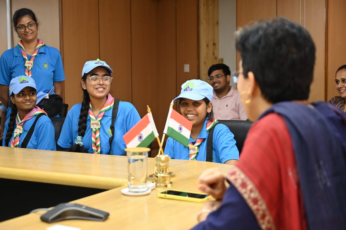 AtishiAAP's tweet photo. 8 children with special needs from Delhi Govt Schools have been chosen to represent India at the 25th World Scout Jamboree - a historic achievement! 

Our students have overcome extraordinary difficulties, to be selected to compete at the most prestigious scout event in the world. In fact, this is the first time in World Scout Jamboree’s history that CWSN students will be part of the tournament.

Met the contingent and wished them the best of luck. I'm confident they will make our city and country proud!