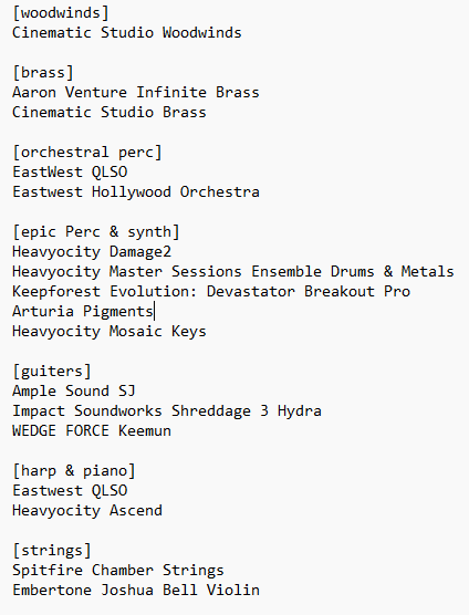 使ってる音源教えてよ～ってやつがあったので貼っておきますね