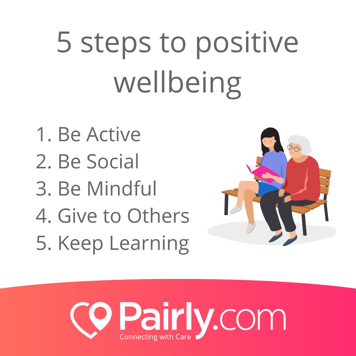 Looking after our wellbeing as we age is vital for maintaining physical and mental health, staying independent, nurturing relationships, and enhancing the overall quality of life. 
Here are our 5 steps to positive wellbeing 👇👇👇
#wellbeing #care