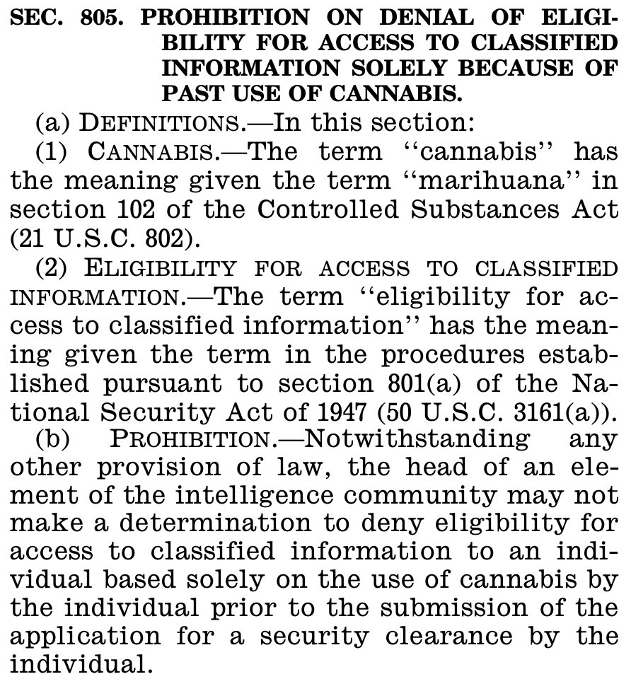 tomangell's tweet photo. BIG: The U.S. Senate has approved legislation to protect people from being denied security clearances due to past marijuana use.

https://t.co/OzvnANWnVl https://t.co/t8XsrK0J3U