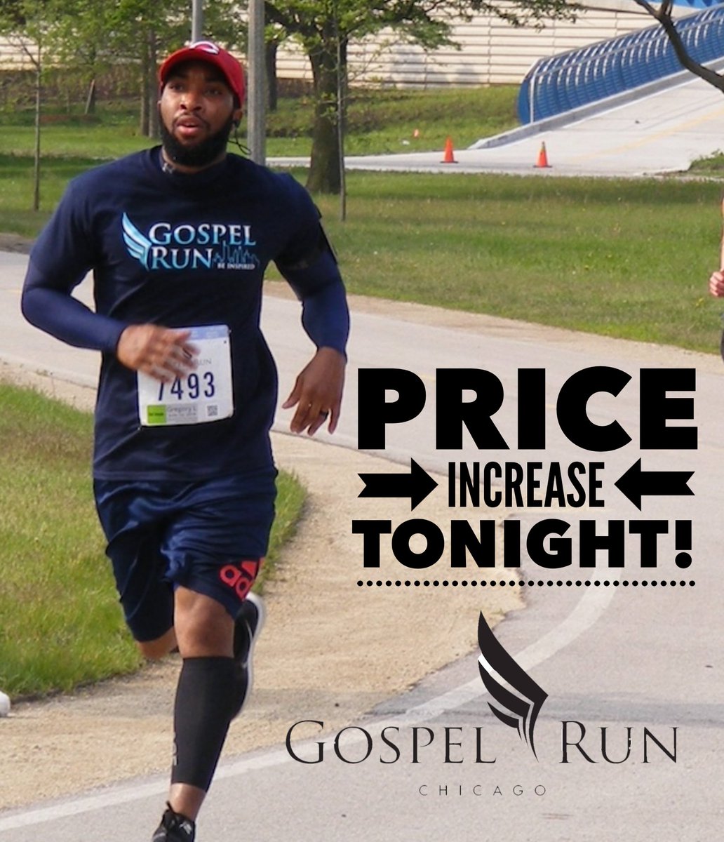 GospelRun's tweet photo. The FINAL price increase is coming up tonight at midnight!  Secure your spot at https://t.co/lK4jJwuk8O

#GospelRun #GospelRun2023 #BeInspired #FaithOverFear #FaithWalk #ChicagoFitness https://t.co/jzkTV6fOPU