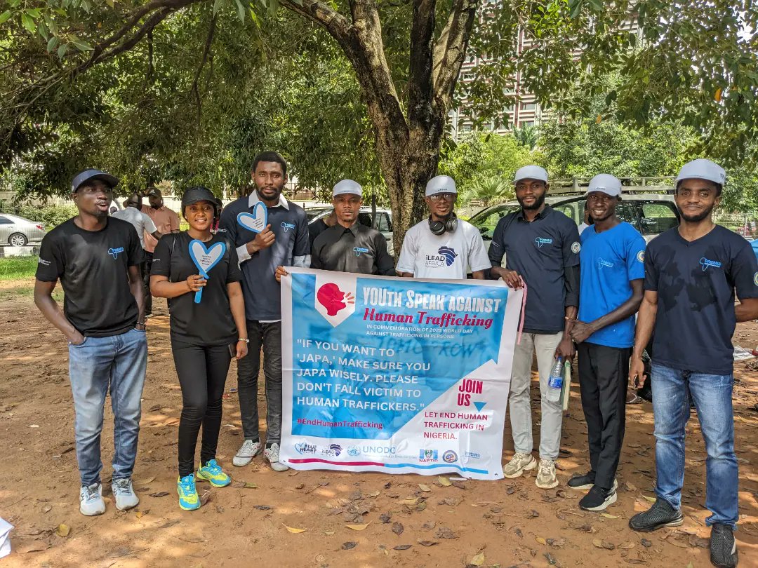 ilead4africa's tweet photo. 🗣️ #YouthSpeakAgainstHumanTrafficking
We are pleased to join our partner @UNODCNigeria at the Awareness March held in Abuja, organized by @naptipnigeria commemoration of World Day Against Trafficking in Persons.

#iLeadAfrica #SocialActivism #EndHumanTrafficking #AwarenessMarch https://t.co/5PK3IDdRMW