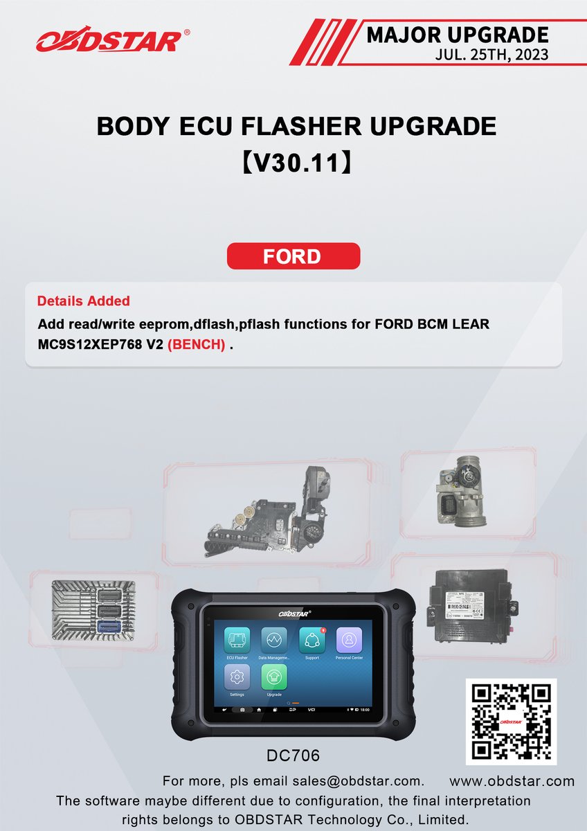 ObdstarTec's tweet photo. #OBDSTAR #AUTO #MajorUpgrade
SUBARU IMMO UPGRADE【V30.54】
TOYOTA IMMO UPGRADE【V32.82】
BODY ECU FLASHER UPGRADE【V30.11】
ECM ECU FLASHER UPGRADE【V30.16】

#IMMO #ECU #ECM #KeyMasterDPPlus #DC706 https://t.co/EoyU8kO2am