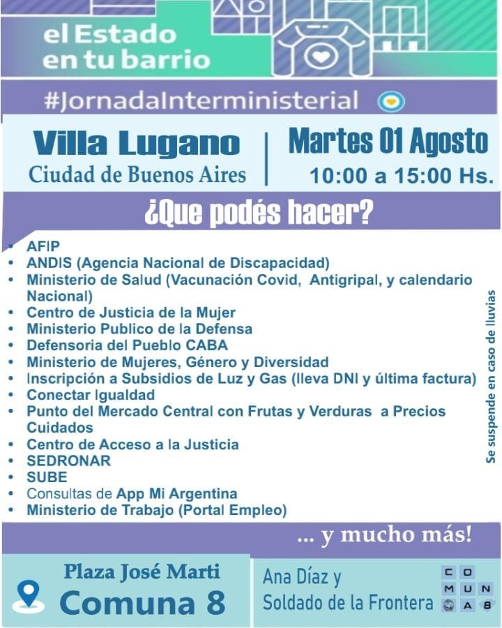 Operativo interministerial en #VillaLugano #Comuna8