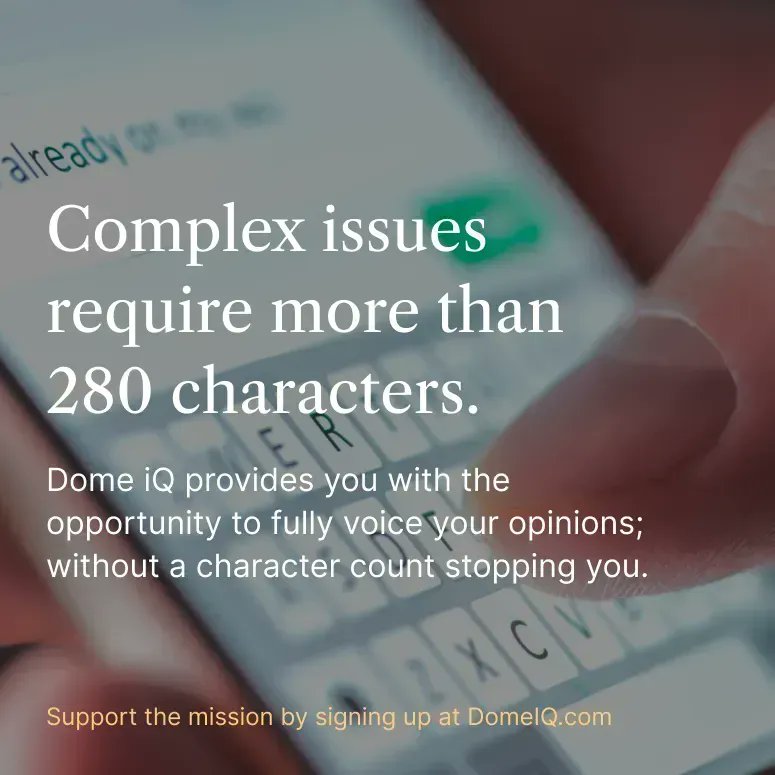 Complex issues require more than 280 characters. 

Sign up for Dome IQ today at domeiq.com

#DomeIQ #DemocratizePublicPolicy #MichiganPolicy