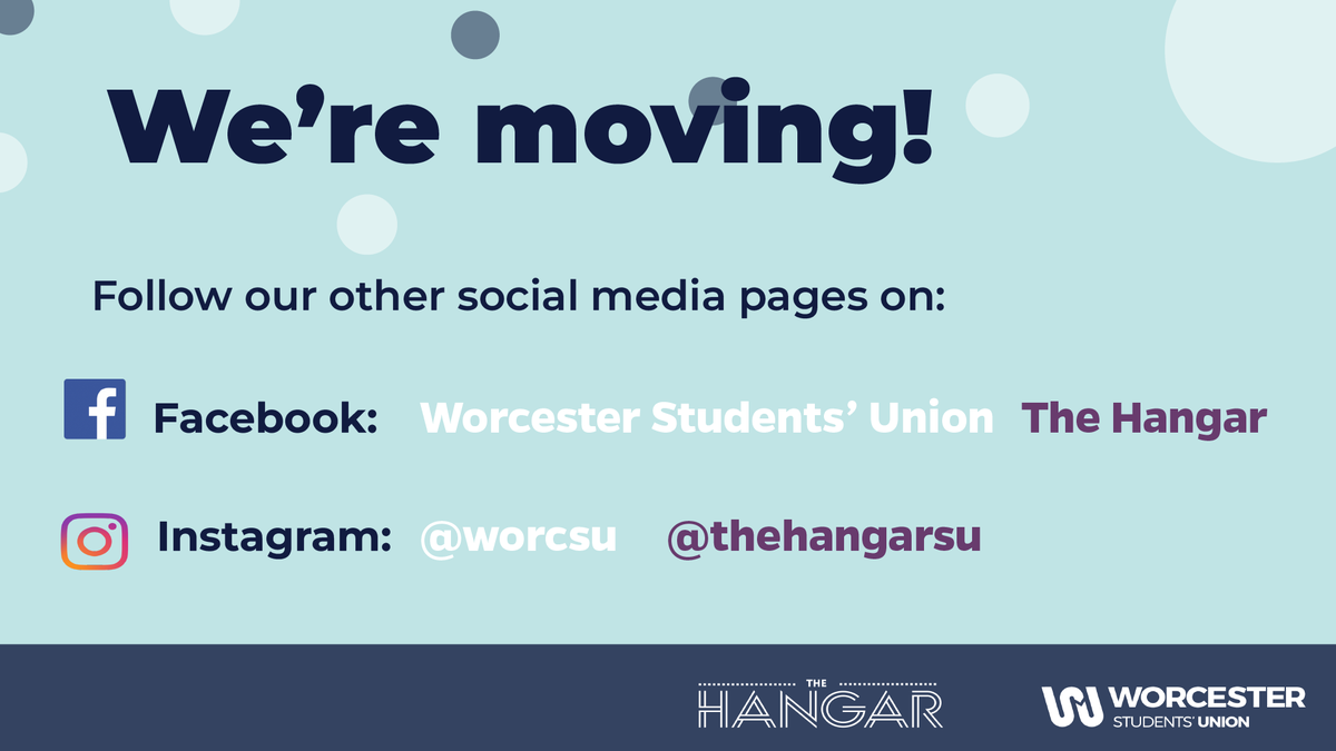 Worcester Students' Union (@worcsu) on Twitter photo We’ve moved platforms!
Make sure you’re following us on Facebook and Instagram at <a href="/worcsu/">Worcester Students' Union</a>.
Check out our Facebook page at:
facebook.com/worcsu We’ve moved platforms!
Make sure you’re following us on Facebook and Instagram at <a href="/worcsu/">Worcester Students' Union</a>.
Check out our Facebook page at:
facebook.com/worcsu