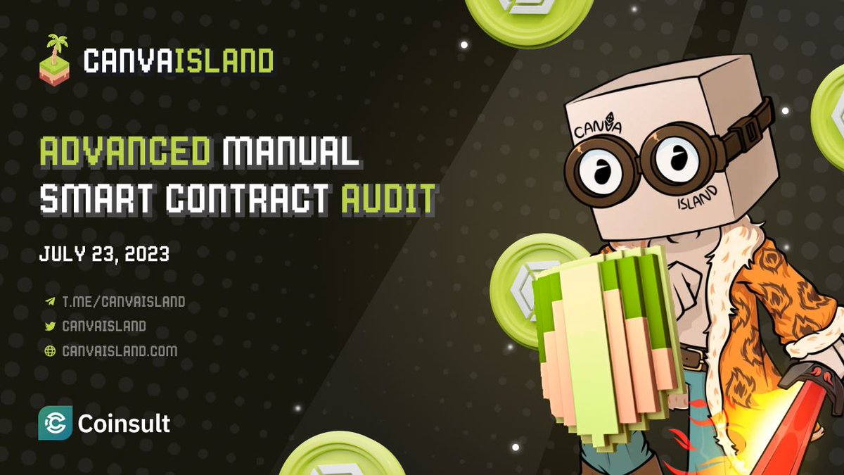 CanvaIsland's tweet photo. 📝 We have just added the #audit docs to the website for your convenience

The full report is available on the GitHub: https://t.co/7oPjnTBl4D

📌 Buy CANVA: https://t.co/tlIx40Ke0B

We are also working with another auditing party to audit the smart contract. Our team always prioritizes the safety of the community

📣Stay tuned for further updates.