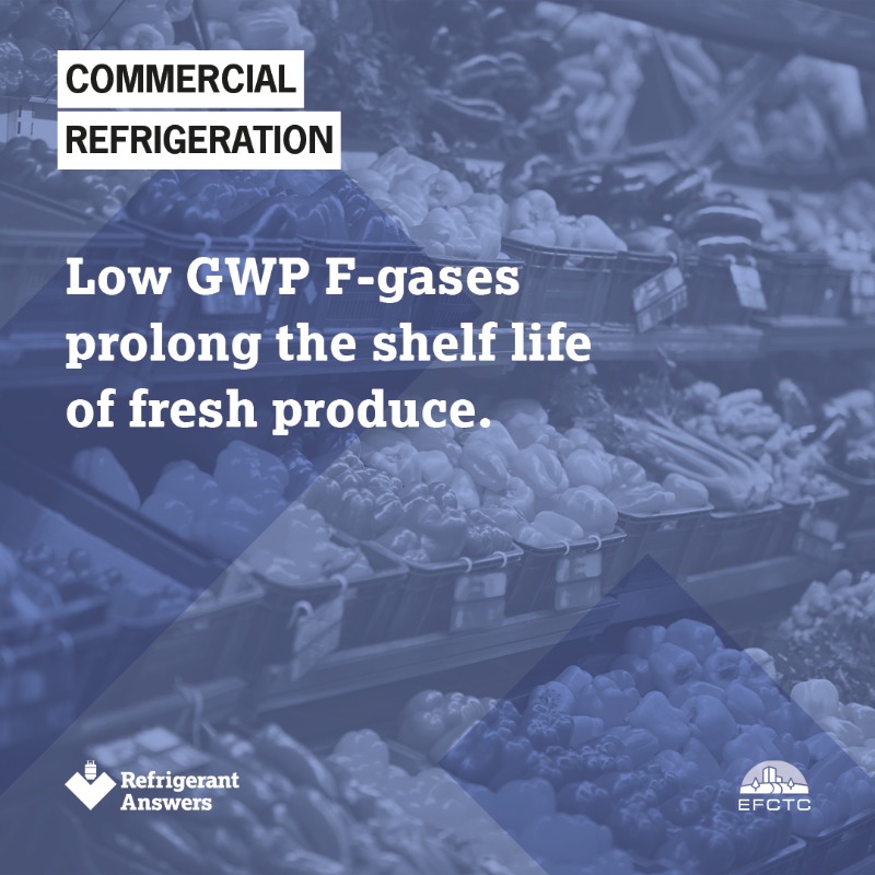 EFCTC_cefic's tweet photo. Low GWP F-gases are essential in #commercialrefrigeration to keep food fresh and safe to eat. Without F-gases, food would spoil quickly and disease would spread easily.