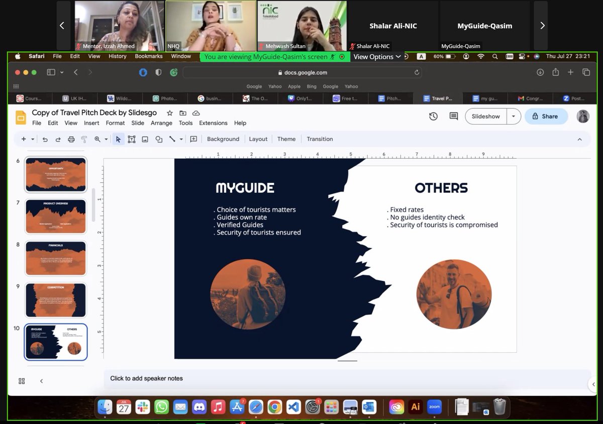 MyGuide connects international travellers with safe, knowledgeable guides for personalized experiences and authentic cultural immersion. 

#virtualpitchingsession #Cohort3 #PowerPanel #InnovationShowcase #StartupPitching