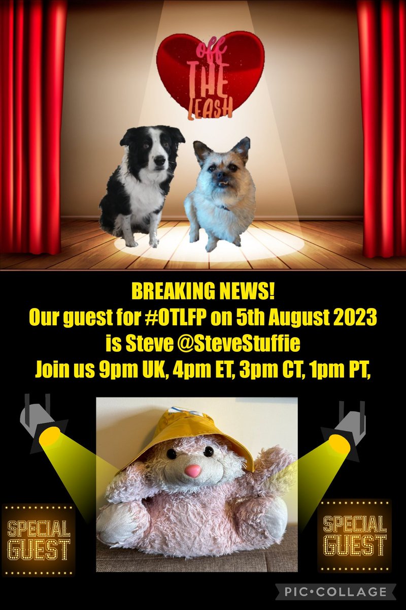 📌 Join us next Sat (Aug 5) for #OTLFP, a Twitter chat about #pets, by pets!

Guest:  Steve <a href="/SteveStuffie/">Stuffie_Steve 🇺🇦🇬🇱</a>
 
Hosts:  <a href="/Pixie_Tooth/">Pixie Tooth 🌈💔</a> &amp; <a href="/MillieOTLFP/">Millie🐾🌈#oneforallandallformillie 🐾🌈</a>

Starts at 4pm ET, 3pm CT, 2pm MT, 1pm PT, 9pm UK
 
All are welcome. Just search &amp; follow #OTLFP!