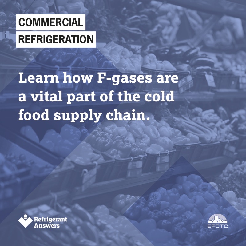 EFCTC_cefic's tweet photo. Low GWP F-gases are essential in #commercialrefrigeration to keep food fresh and safe to eat. Without F-gases, food would spoil quickly and disease would spread easily.