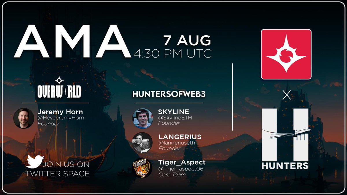 We are thrilled to announce our upcoming AMA with <a href="/OverworldPlay/">OVERWORLD</a> 🎮🌐

Come join us as we unravel the future of Web3 Gaming, exploring its limitless potential and what it means for gamers worldwide!🔥

Drop your questions below, we want to hear them all!👇