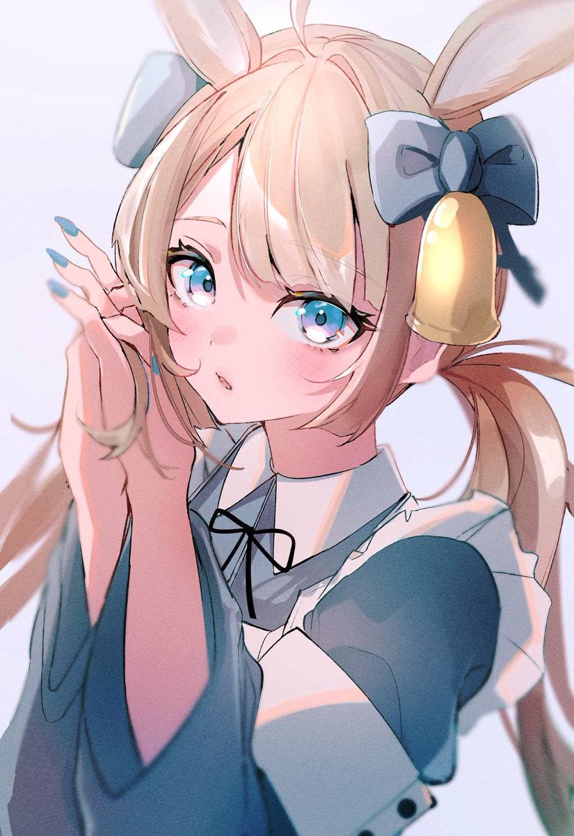 1girl solo animal ears rabbit ears twintails blue eyes bow  illustration images