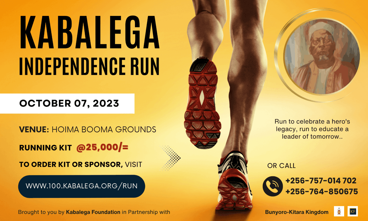 Great men have walked the earth, but #Kabalega walked and left a mark; for his fight for the independence of this land, and many other grand accomplishments,

Join us October 07, 2023 at Hoima Booma Grounds for as we run to celebrate his life and legacy.

#KabalegaIndependeceRun