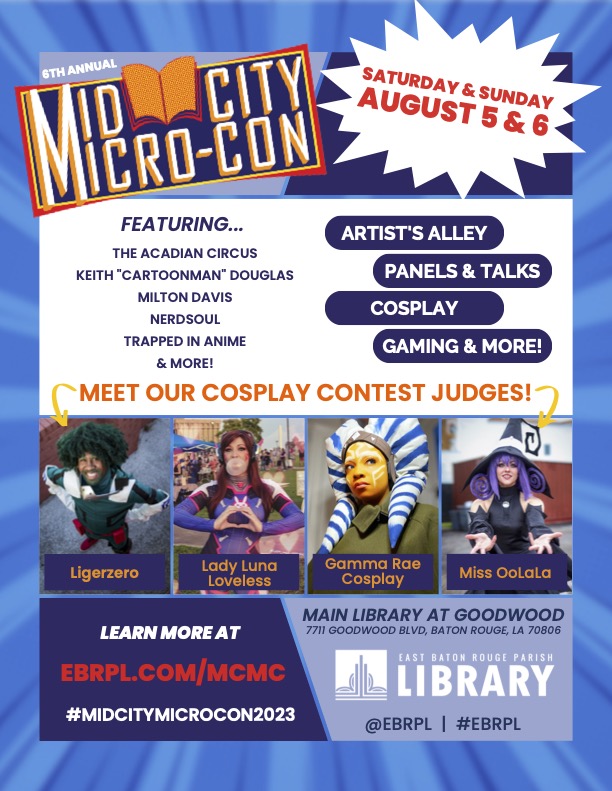 ebrpl's tweet photo. Join us this weekend at the Main Library at Goodwood for the 6th Annual Mid City Micro-Con! https://t.co/82Sa2DezhZ