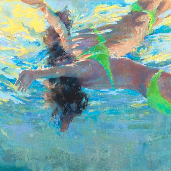 La luz del sol a través del agua en las pinturas de Michele Poirier Mozzone