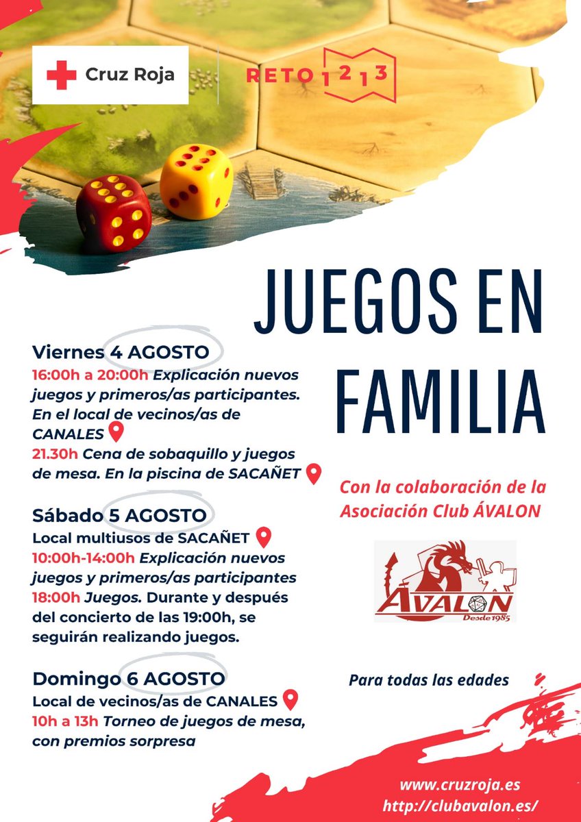 Aso_Club_Avalon's tweet photo. El Club Ávalon colabora con un proyecto de @CruzRojaEsp dentro de un programa para la lucha contra la despoblación de las zonas rurales. Este fin de semana estaremos en Sacañet, llevando nuestra pasión por los #juegosdemesa a los pueblos del interior de la provincia. #Sacañet https://t.co/P2KFDGQE34