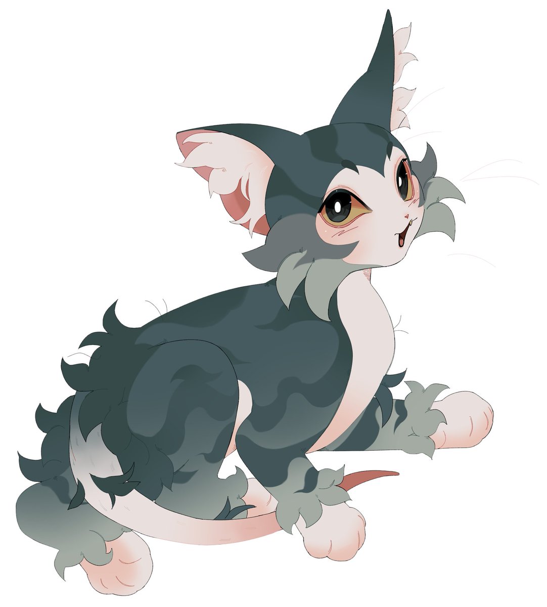 another chibi comm! had so much fun painting this lykoi kitty! #warriorcats #ArtistsOnTwitterCommunity