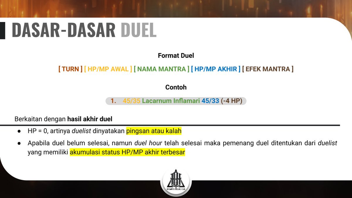 AH_DuelClub's tweet photo. Dia menerbangkan beberapa perkamen pada murid, agar bisa dibaca dengan lebih leluasa.

"It's not about damage, but strategy. Banyak hal yang harus kalian perhatikan seperti status, efek regenerasi, turn pada mantra, kesalahan perapalan (penulisan) dan lainnya." https://t.co/EBiehsIN6c