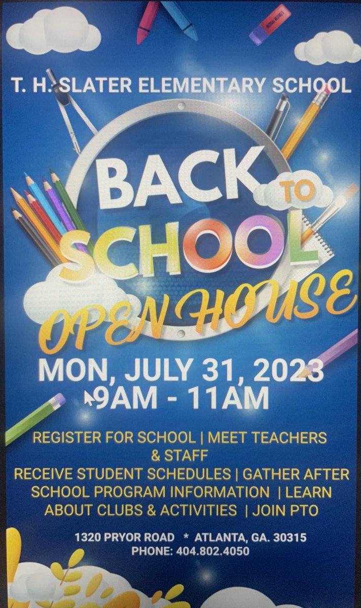 Caregivers,
Today is the day!! We are only one day away from the start of school. Please come out this morning (9-11am) to get your scholar registered for class (es). 
#ComeOnDown #RegisterToday @PBS_Atlanta @JovanDM @MsManago @moldingmindz @ChashaWilliams @SlaterPBSA