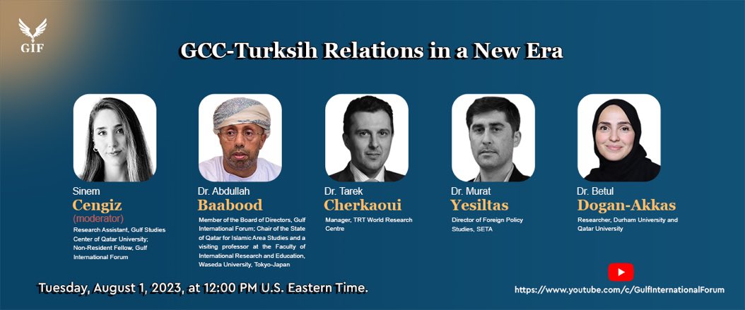 شاركونا في حضور حوار حول زيارة الرئيس التركي رجب طيب #اردوغان إلى #المملكة_العربية__السعودية و دولة #قطر و #الامارات وعلاقة #تركيا مع دول #مجلس_التعاون_الخليجي غدًا الساعة 12 مساءًا بتوقيت واشنطن دي سي. لمزيد من المعلومات وتسجيل الحضور انظر gulfif.org/event/gcc-turk…
