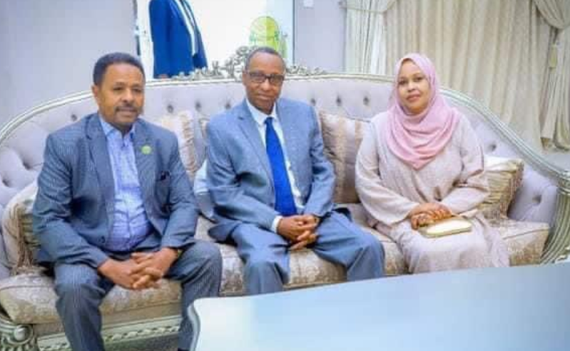 Fowsio_Ibrahim's tweet photo. The Minister of Foreign Affairs and Inter. Coope. of the Rep.of #Somaliland  @DrEssaKayd, the Ambassador of Somaliland to the United Kingdom are together today at the (Egal International Airport) in the capital of Hargeisa, was welcomed by H.E Sir MP @GavinWilliamson https://t.co/7e3VenX0Eu