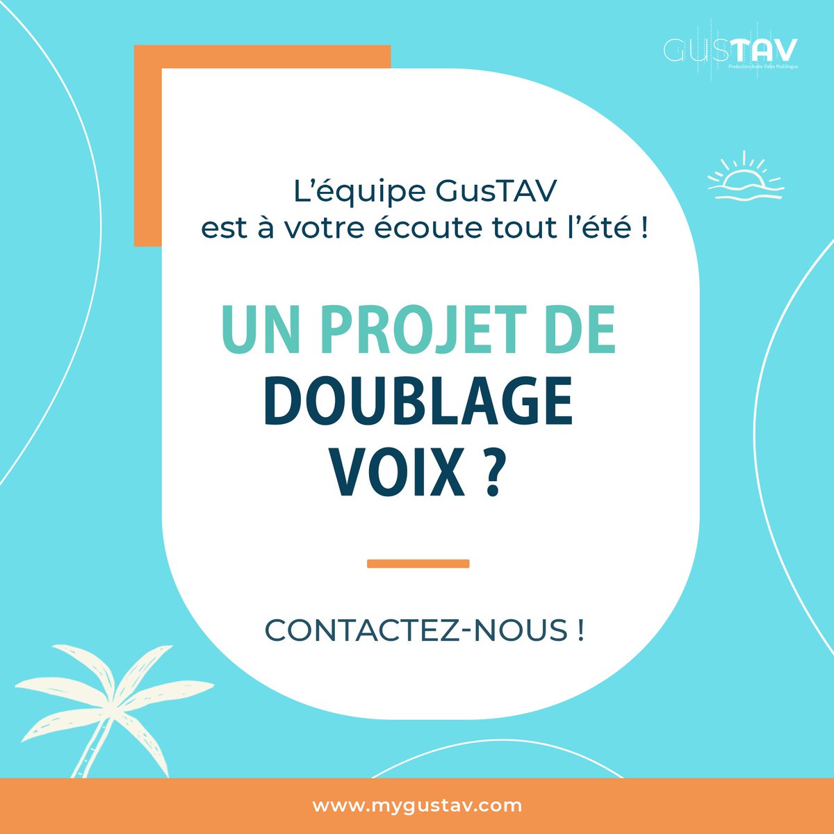 L’équipe #GusTAV est à votre écoute tout l’été !
𝐔𝐧 𝐩𝐫𝐨𝐣𝐞𝐭 𝐝𝐞 𝐝𝐨𝐮𝐛𝐥𝐚𝐠𝐞 𝐯𝐨𝐢𝐱 ?
💌 Contactez-nous :  mygustav.com/contactez-nous/
🔎 𝐄𝐧 𝐬𝐚𝐯𝐨𝐢𝐫 𝐩𝐥𝐮𝐬 : mygustav.com/nos-solutions/…
#audio #video #audiovisuel #contact #été