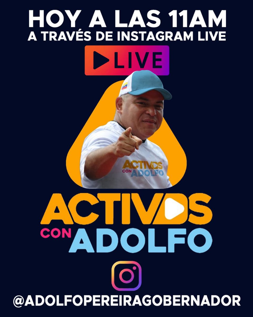📺📻 No te pierdas el Programa del Gobernador de Lara, Activos con Adolfo

📆 Lunes #31Jul
⏰ 11:00am

🎬 A través de:
📲 Instagram Live:

@adolfopereiragobernador

#MaduroTieneUnBeta