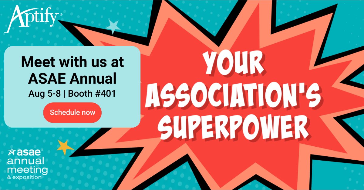 We’re looking forward to seeing everyone at ASAE Annual in Atlanta on Aug 5-8! Stop by the Aptify booth #401 to meet with the team, pick up some swag, and learn what’s new with Aptify. Schedule ahead of time here: hubs.la/Q01Zl8JH0 

#associationleaders #ASAE23