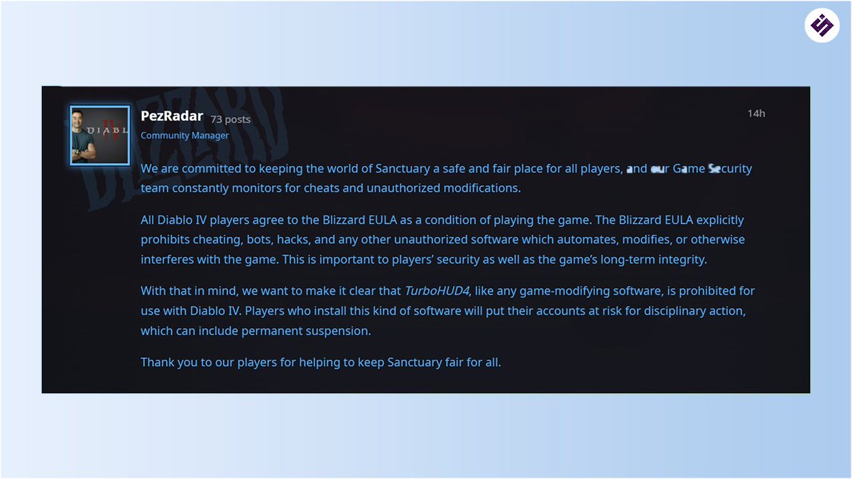 Blizzard says that modding Diablo IV can result in a permanent account ban.
#blizzardentertainment #DiabloRTX #Diablo4