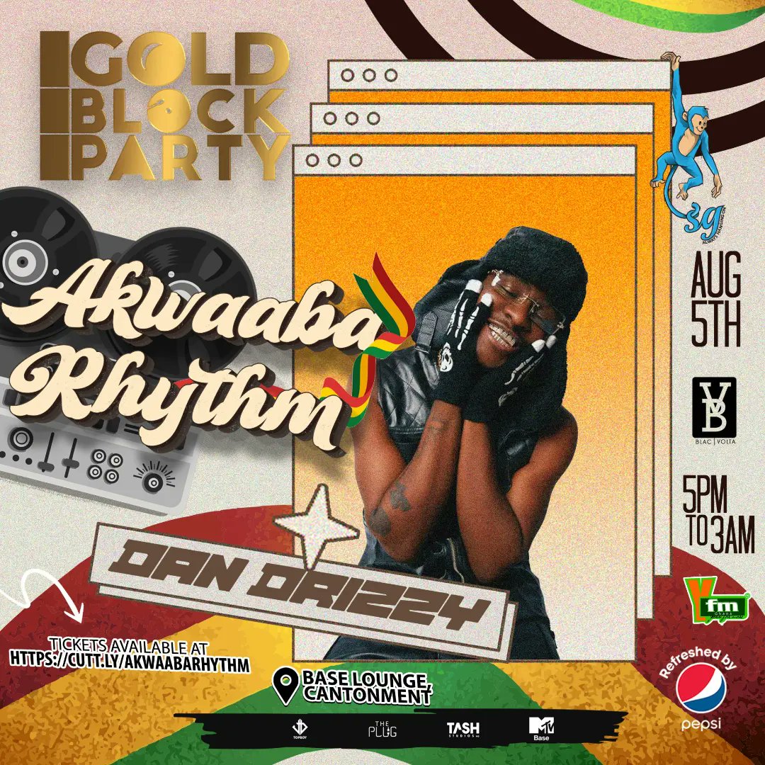 Y1079FM's tweet photo. Come meet your favourite talented artistes, @kul_DRiZzy x @b4BONAH at the @GoldBlockParty happening live at Base Lounge, Cantonment this Saturday let's have more fun ! 🔥

#AkwaabaRhythm https://t.co/4p0FFoaMlb