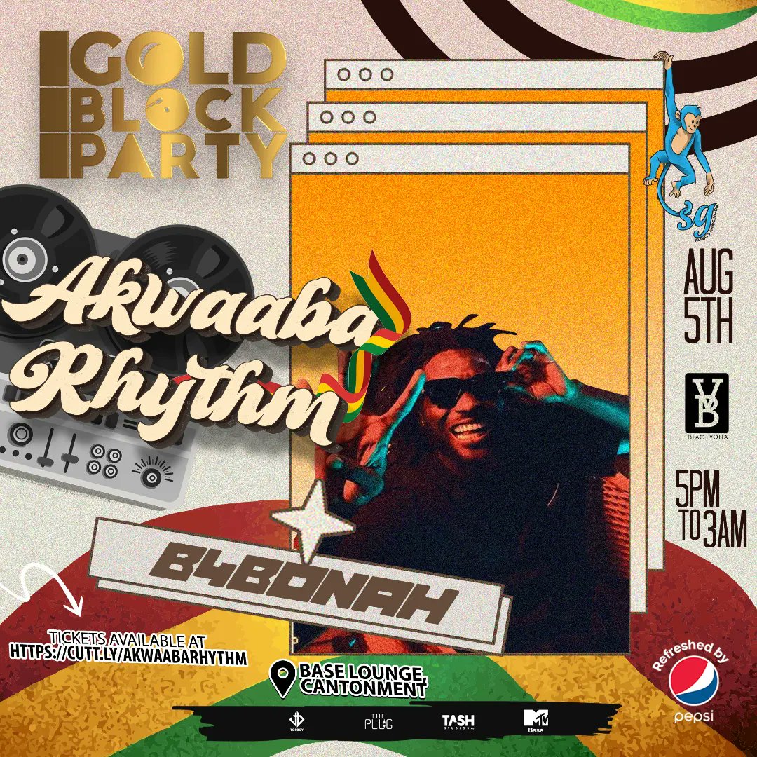 Y1079FM's tweet photo. Come meet your favourite talented artistes, @kul_DRiZzy x @b4BONAH at the @GoldBlockParty happening live at Base Lounge, Cantonment this Saturday let's have more fun ! 🔥

#AkwaabaRhythm https://t.co/4p0FFoaMlb