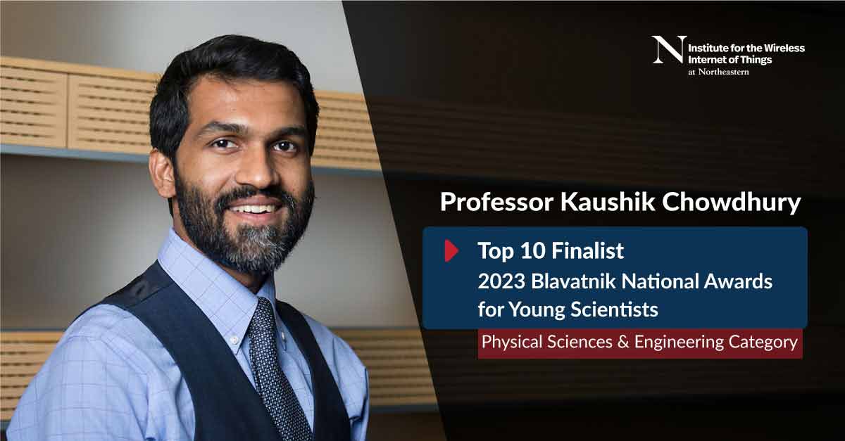 Celebrate Prof. Kaushik Chowdhury's top 10 finalist position at the 2023 Blavatnik National Awards for Young Scientists! His work tackles #telecom spectrum scarcity, enhances connectivity with #wireless systems &amp; #MachineLearning in #network operations. 👉bit.ly/3rS7gET