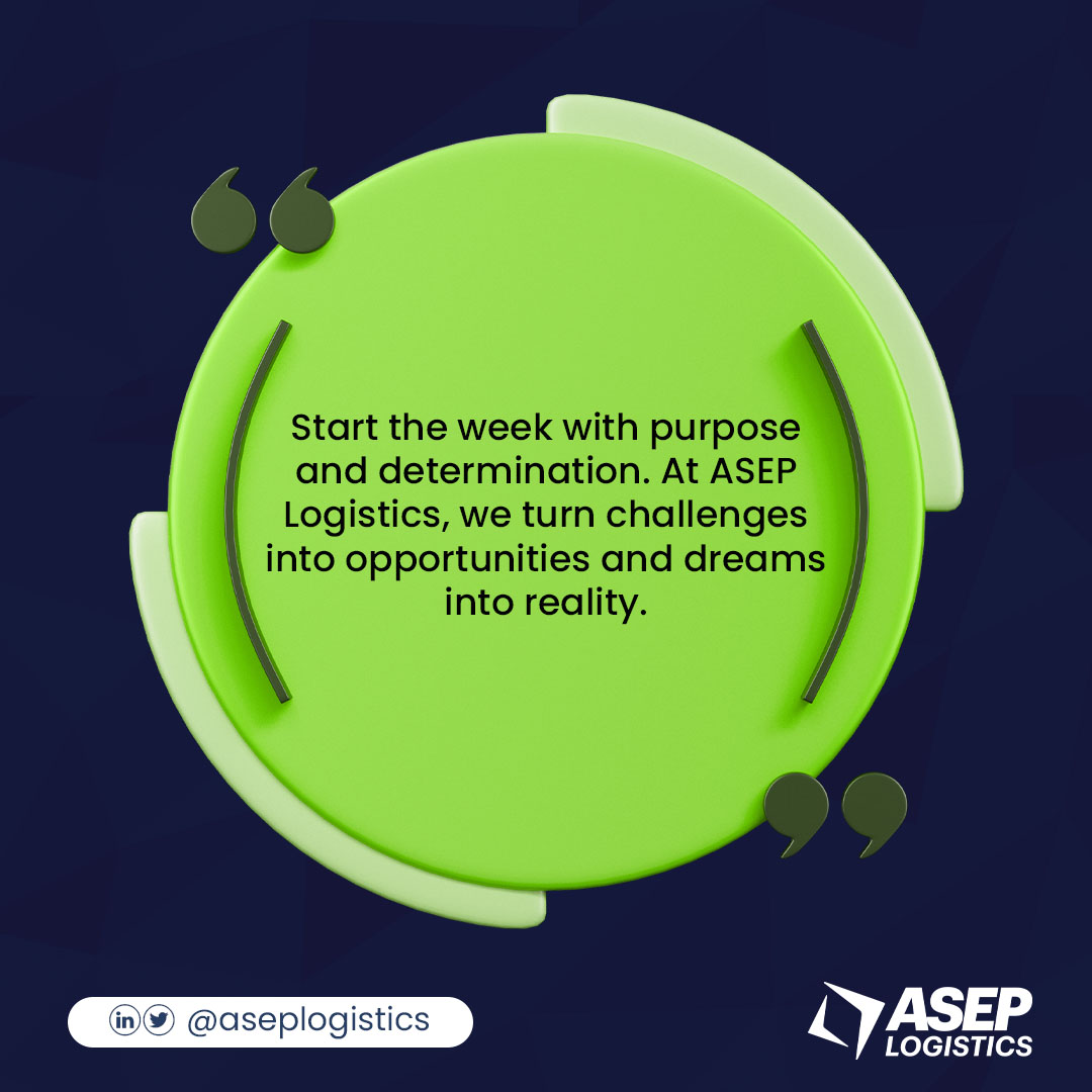 Asep_Logistics's tweet photo. Start the week with purpose and determination. Let's embrace the journey ahead and deliver greatness together!
Warehouse Manager
Logistics company in Nigeria
Logistics company in Africa
#ASEPLogistics #collateralmanagement #ExcellenceInLogistics #IndustryLeadership https://t.co/W24ubhxVfJ
