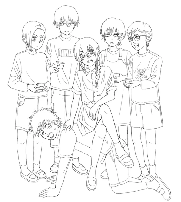 #今月描いた絵を晒そう ・学パロ?!いつか色を…ナユタ修正 ・ジブリ飯リスペクト ・トイレ友達 ・チェンソーマン5部くらいのデンジ