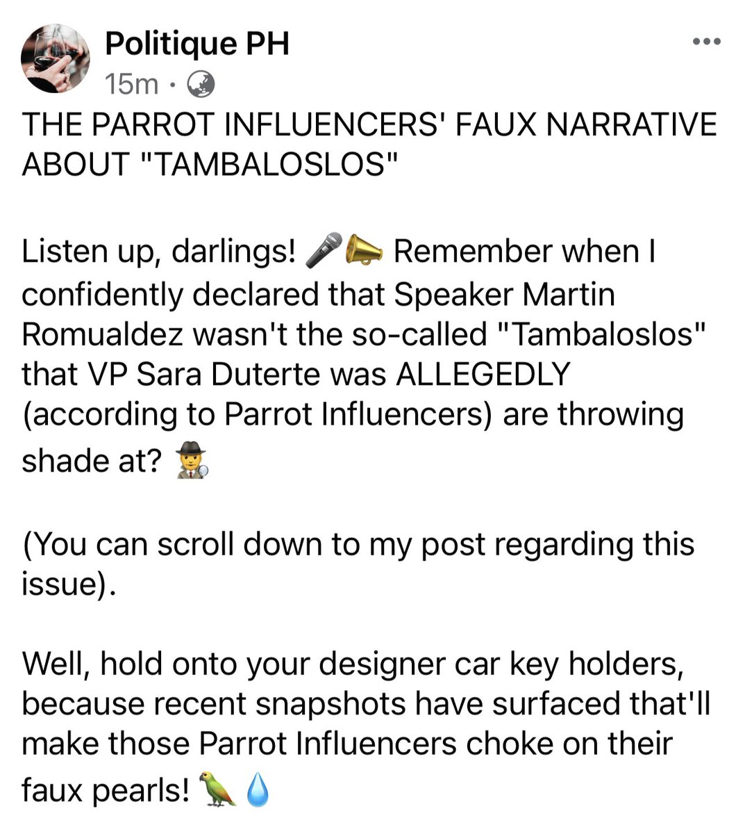 PolitiquePH's tweet photo. Darlings, sharing with you my latest post on Facebook on exposing the faux claims of the Parrot Influencers who kept moaning Martin is Tambaloslos! 👗👔
https://t.co/umI1L3Qf9M
#FauxClaimsoftheParrots #ExposingtheTruth #FriendshipGoals #NotForShow #MRisnotTambaloslos https://t.co/ieyt669VWr