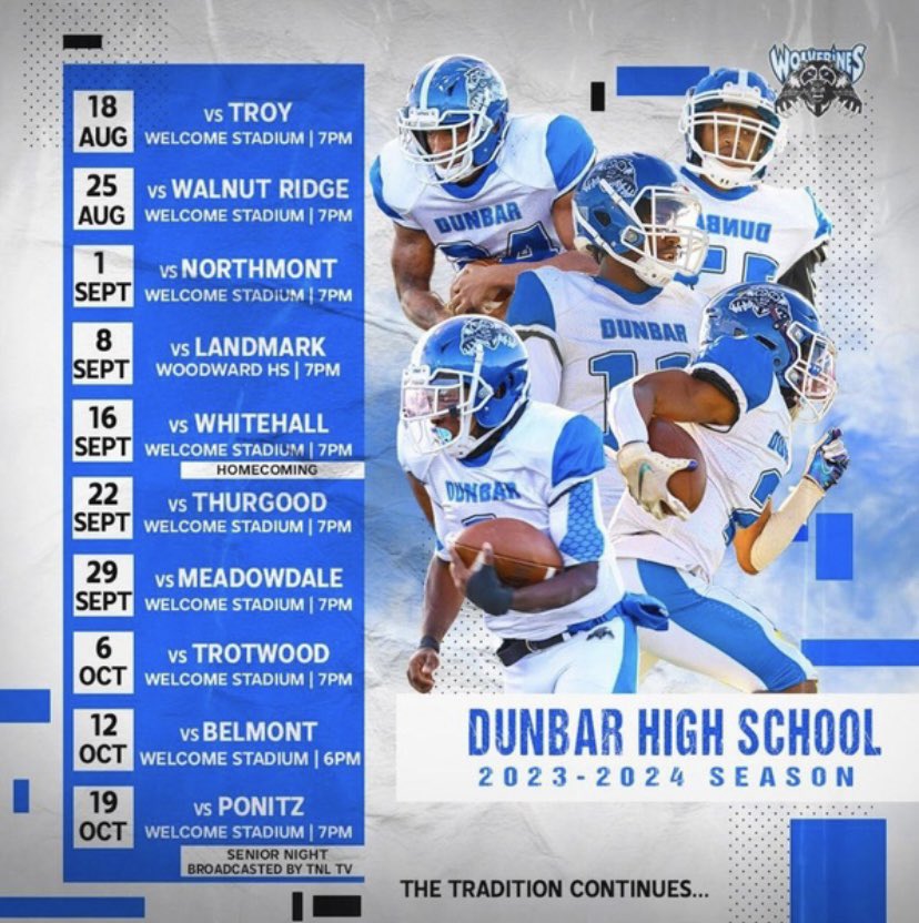 BaronWhite937's tweet photo. Come out and support 🔵⚪️@dunbar_football https://t.co/e2n9Z0s4QS
