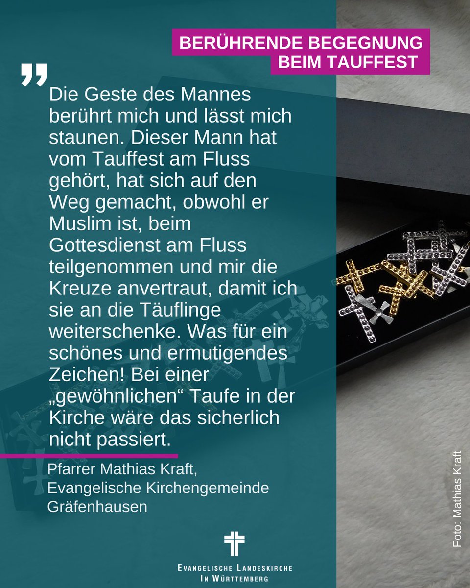 elkwue's tweet photo. Beim #Tauffest an der Enz in #Neuenbürg hat #Pfarrer Mathias Kraft eine besondere Begegnung mit einem muslimischen Mann gehabt, der das Tauffest besucht hat. 18 Menschen im Alter von zwei bis 29 Jahren wurden bei dem Fest #getauft. https://t.co/ybAXVKdXSS