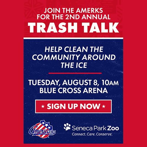 The Zoo is partnering with @AmerksHockey to clean up the community around Blue Cross Arena. Learn about invasive species, sort out what plastics are found, and learn about what pollution are negatively impacting the Genesee River. ♻️🗑🙌 Register: ow.ly/vXNi50Pp6lT