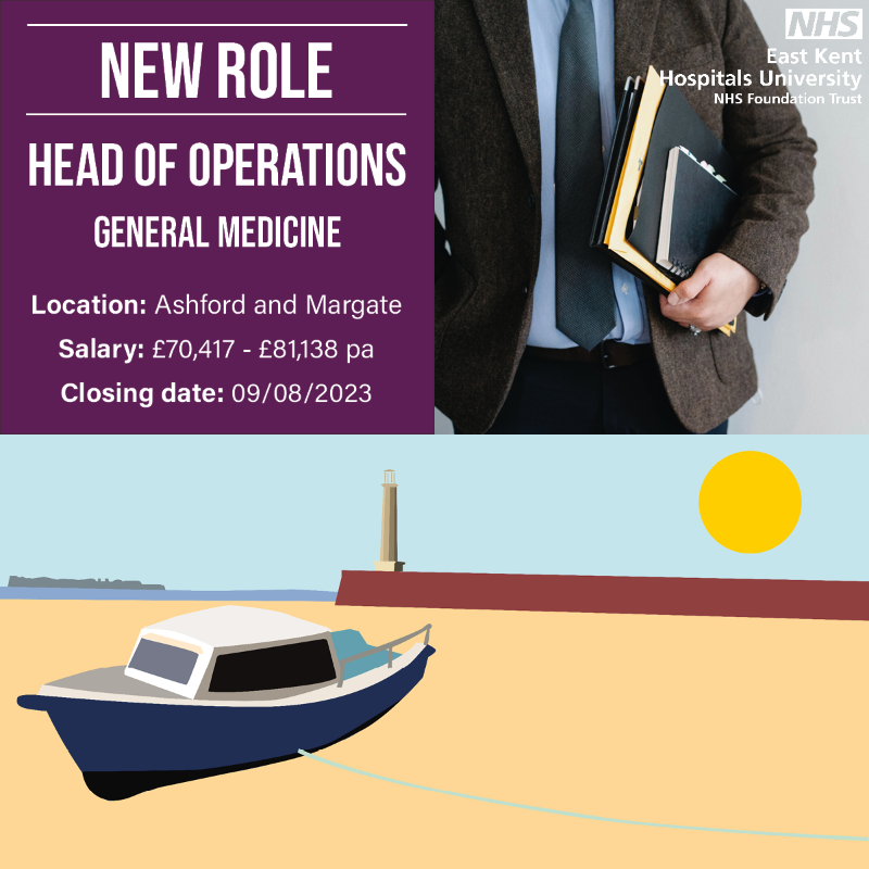 EKHUFTJobs's tweet photo. NEW JOB ALERT
We are on the lookout for two new Head of Operations (General Medicine) recruits to join our Trust at Ashford and Margate.
Join us and be a part of something special!
#NHSJobs #HeadofOperations #EKHUFT #KentJobs
