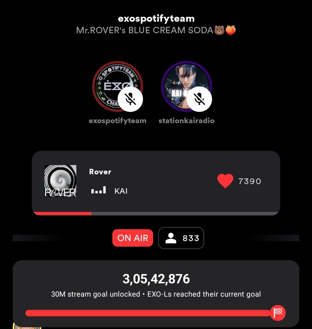 The #Rover100MParty is now ON AIR with @EXOspotifyTeam Please keep joining and get Rover to 100M soon 💛 let's get to 1K listeners today. 🔗: stationhead.com/exospotifyteam We need to break records with Rover, so all we need is your support, so pls join #KAI #KAI_Rover @weareoneEXO