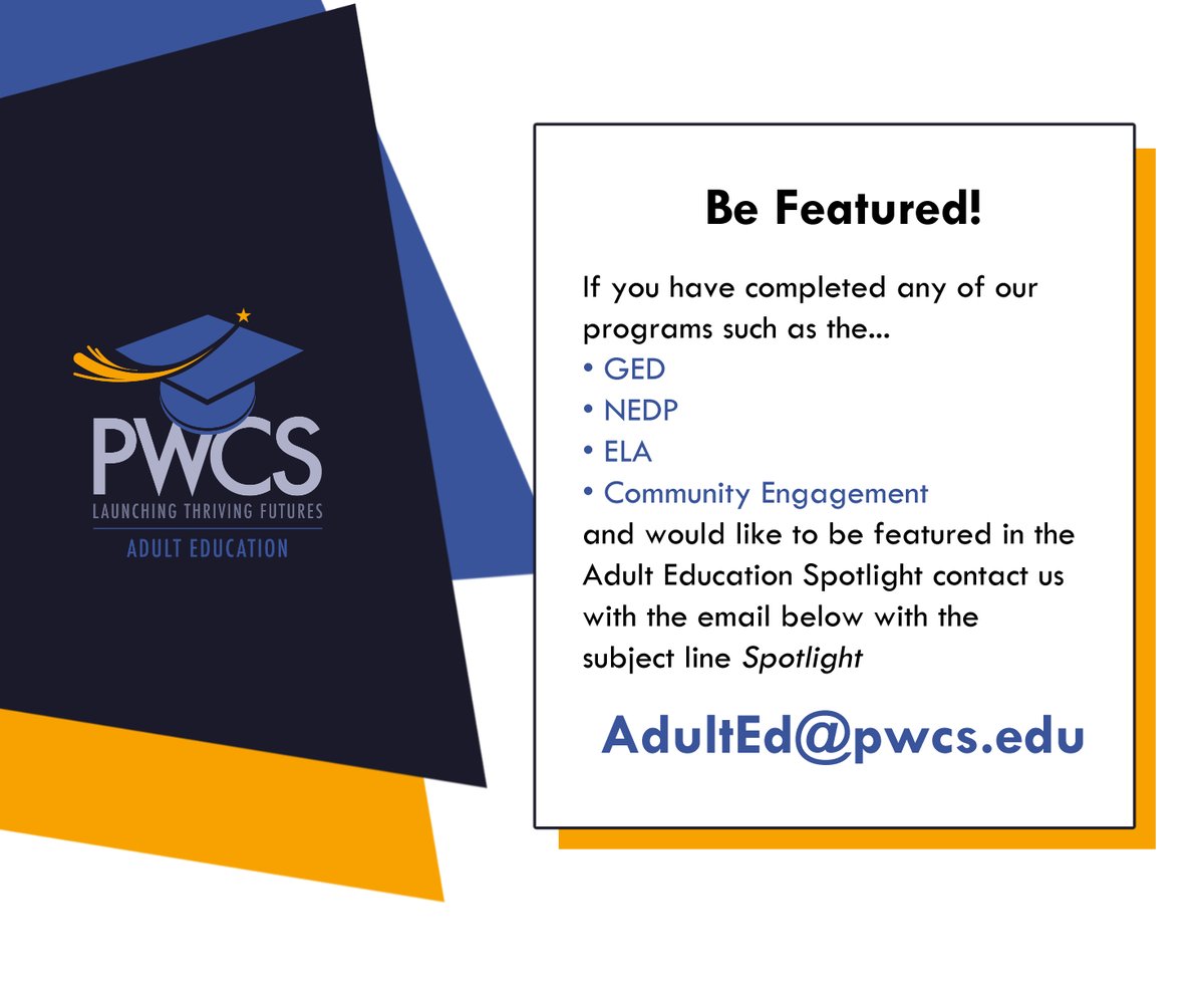 Meet Valerio—he was a student in our English Language Acquisition (ELA) course. We had a little interview with him to share his experience! He had nothing but nice things to say and advice for us!

To learn more about our ELA course, go to pwcs.edu/AdultEd